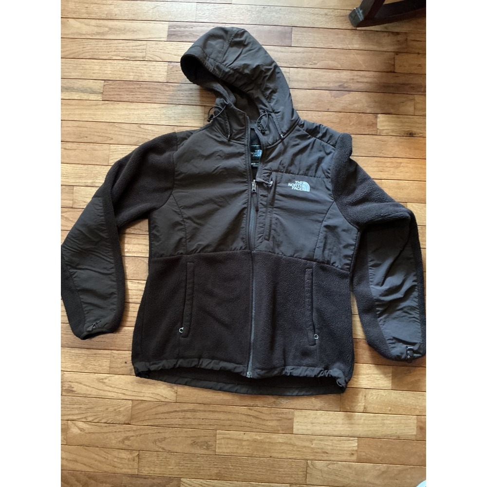 The North Face Denali Hooded Fleece Jacket Brown Polartec Recycled Womens Large